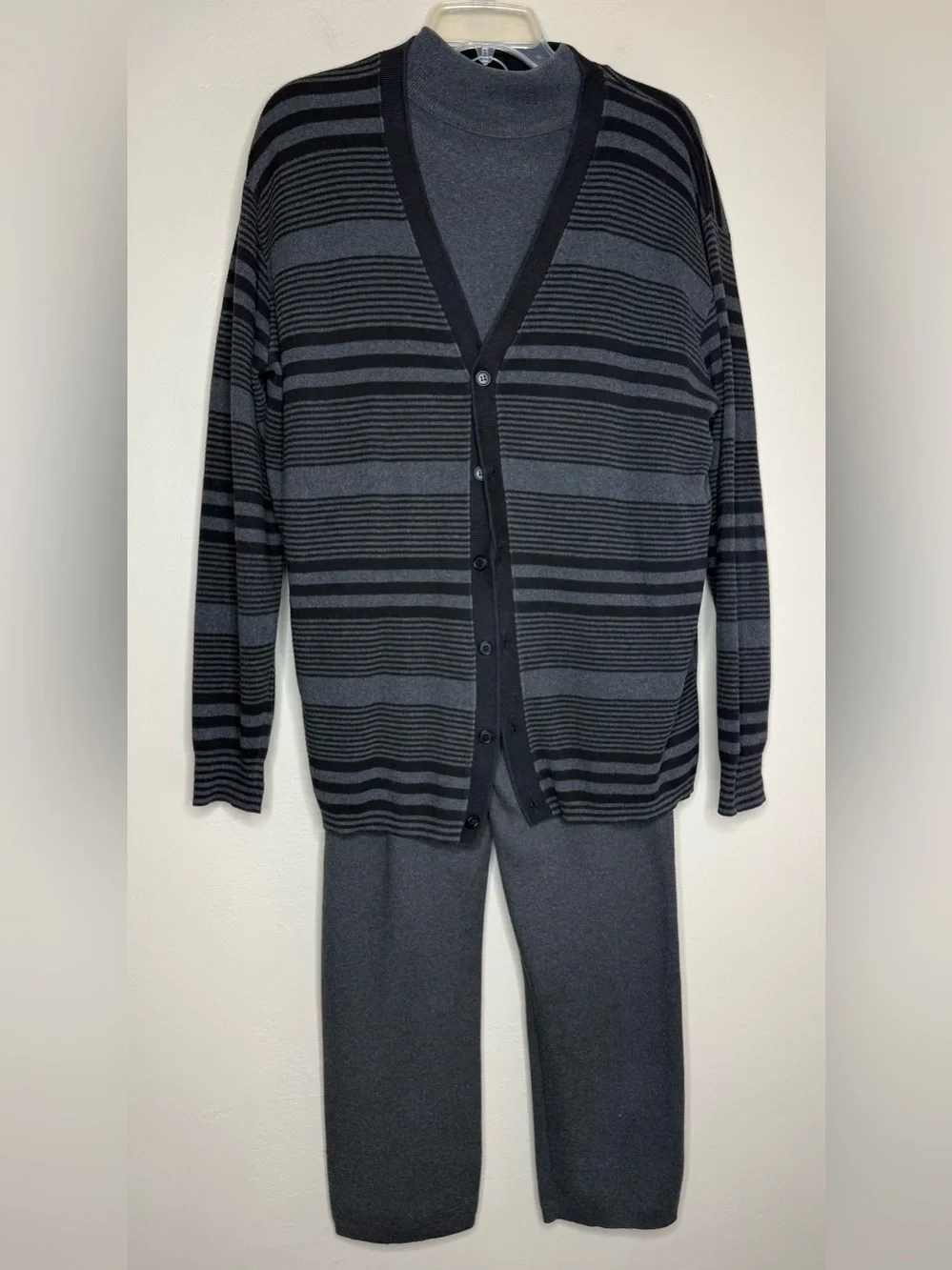 Joan Vass Vintage 3 Piece Loungewear Set Charcoal and Black